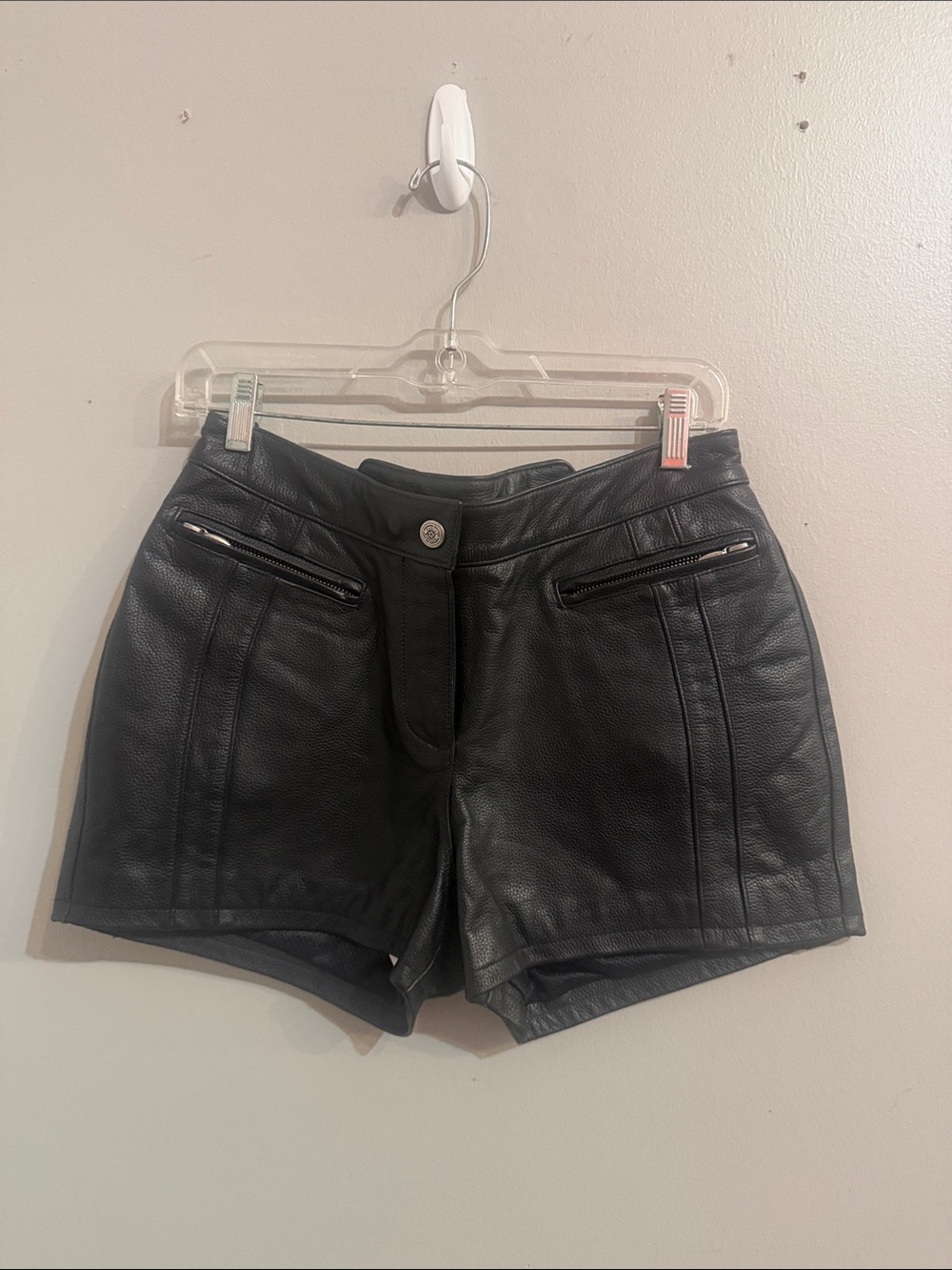 Harley-Davidson Black High Waist Leather Shorts